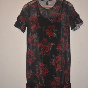 Black and red floral dress